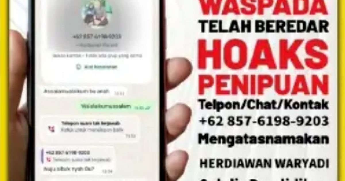 Waspada Penipuan Catut Nama Sekretaris Dinas Pendidikan Kabupaten Sukabumi, Masyarakat Diminta Abaikan Nomor Ini
