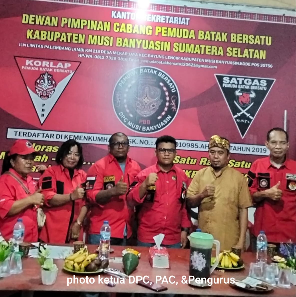 DPC Pemuda Batak Bersatu (PBB) Kabupaten Musi Banyuasin Gelar Syukuran Beroperasinya Kantor Sekretariat