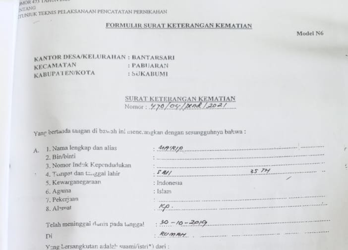 Diduga Terbitkan Surat Keterangan Kematian Palsu, Oknum Kades Bantarsari Sukabumi Terancam Dipolisikan